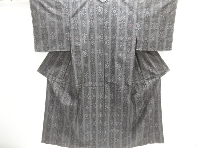 JAPANESE KIMONO / DORO OSHIMA TSUMUGI / UNUSED / WOVEN FLOWER ARABESQUE
